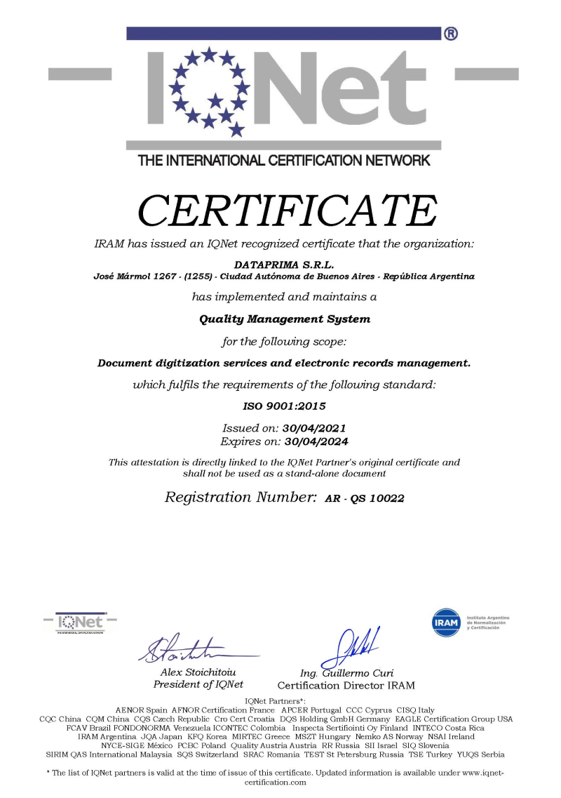 IRAM - ISO 9001:2015
