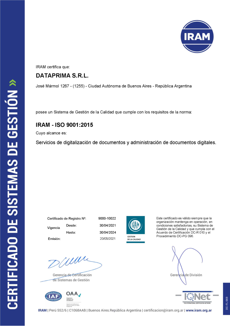 IRAM - ISO 9001:2015
